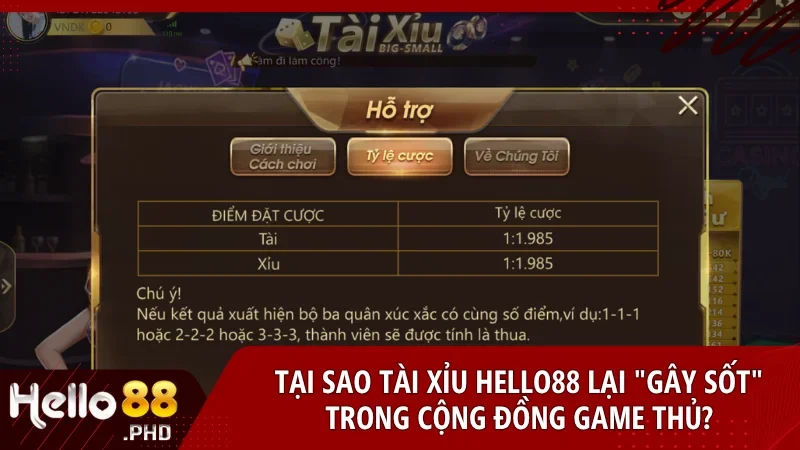 Tài Xỉu Hello88 nổi bật là lựa chọn hàng đầu nhờ luật chơi đơn giản và phần thưởng hấp dẫn